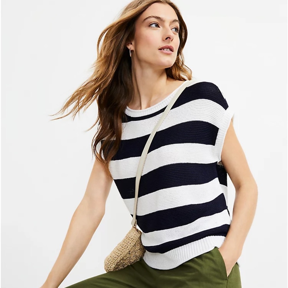 Loft Stripe Sweater Navy/white